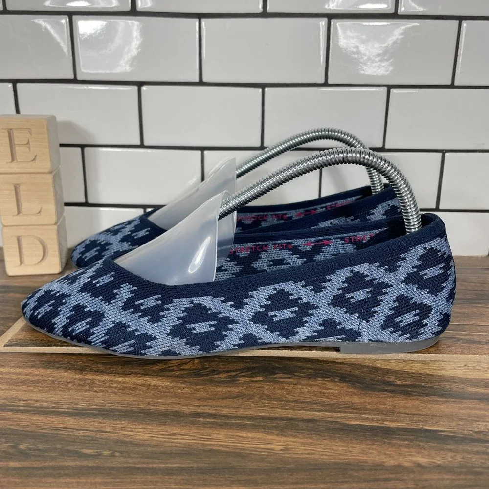 Skechers Cleo Sweet Tribe Womens Size 8 Shoes Blue Stretch Fit Ballet Flats